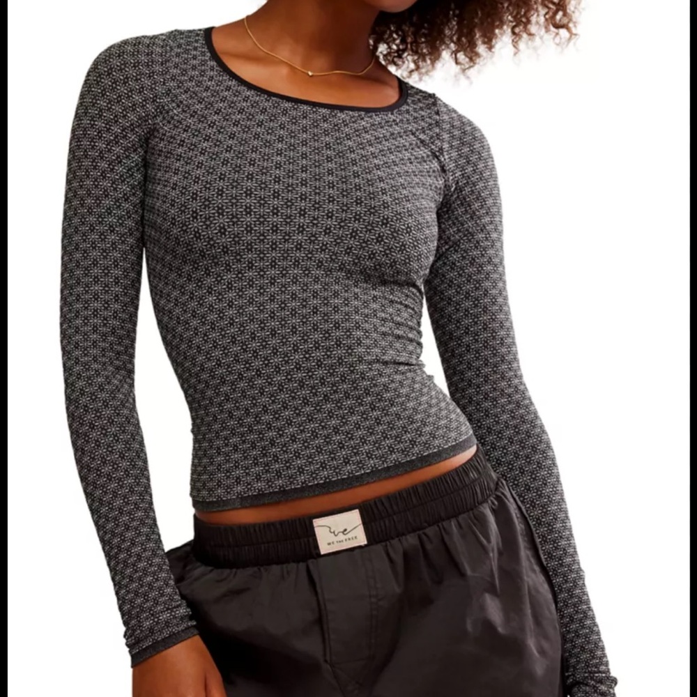 Intimately Free People Love Letter Longsleeve Top in Black